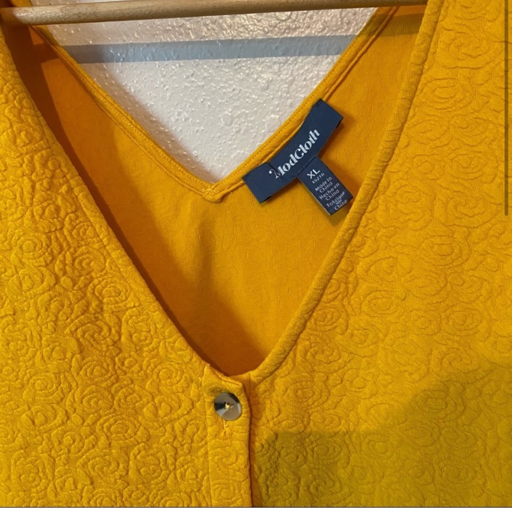 Modcloth Yellow Ruffled Sundress Sleeveless V-Neck - Picture 2 of 4